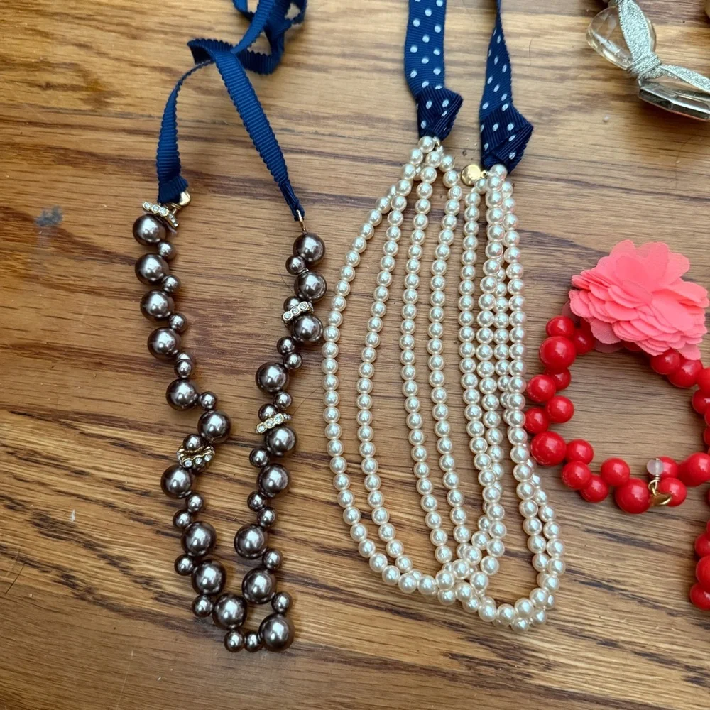 J Crew Crewcuts girls ribbon bead necklaces lot